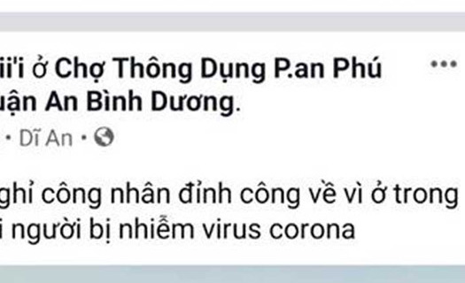 Bình Dương: Nữ công nhân bị xử phạt vì hoang tin về corona